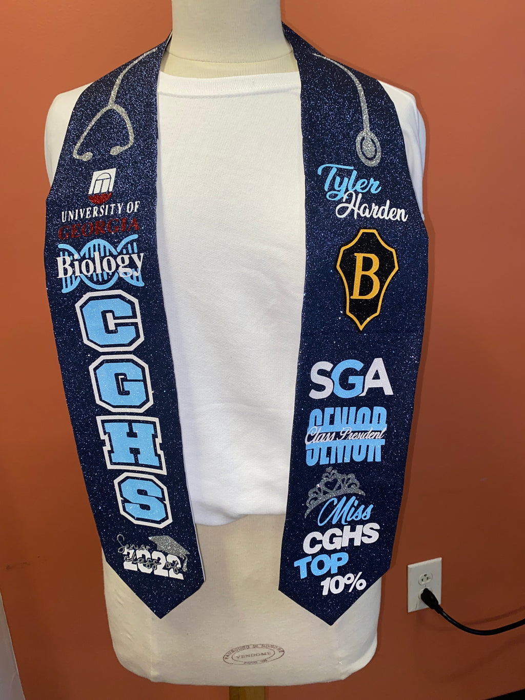 Personalized Full Glitter Graduation Stole